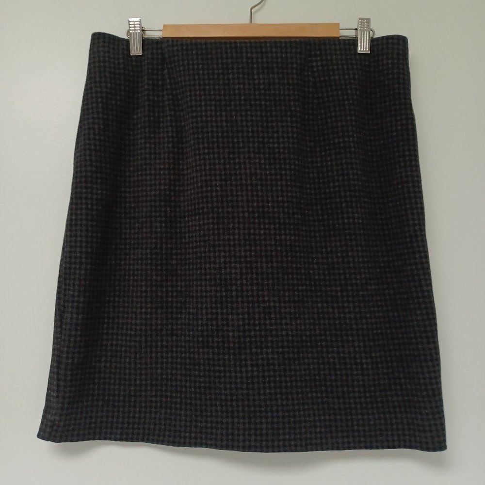 J. Jill Ponte Knit Pencil Skirt, Black and Charcoal Check, Size Medium